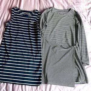 2- girls vineyard vine dresses. Both navy and white, size small and medium